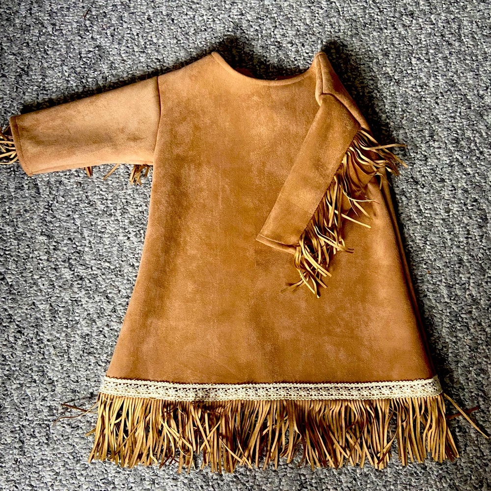 Suede (faux) fringe A-line dress